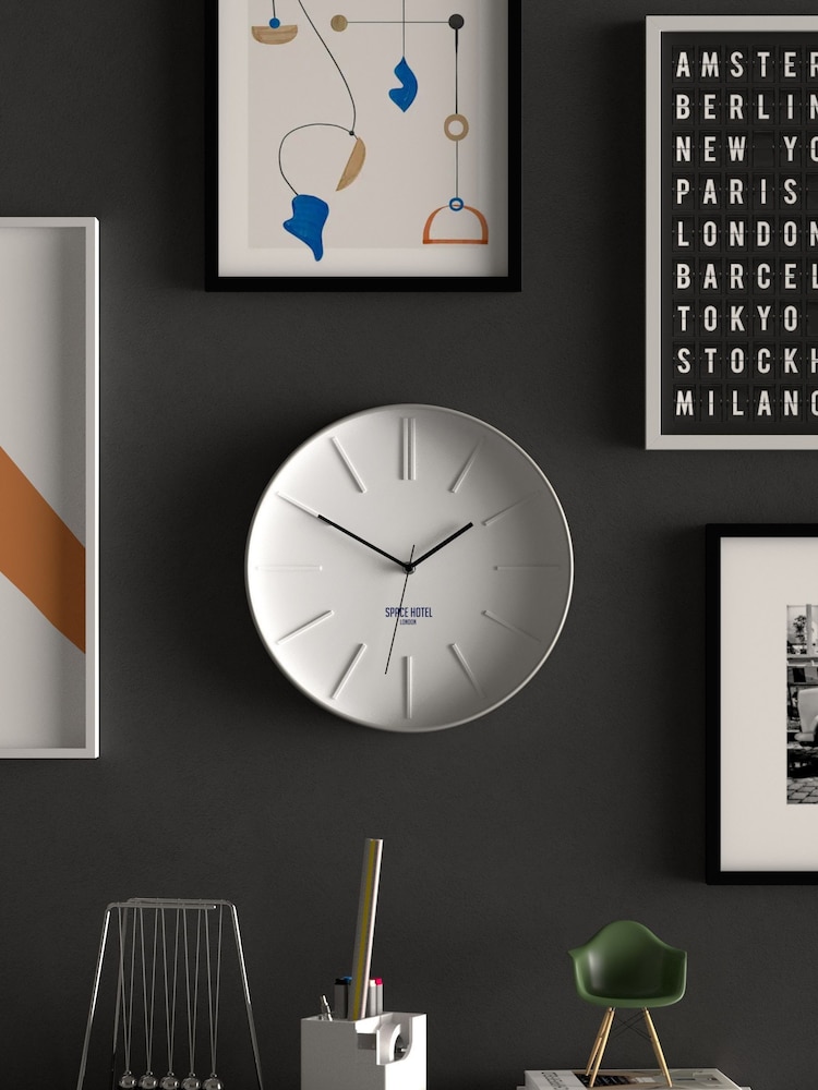 Space Hotel White Sci Fi Sid Wall Clock - Image 1 of 4