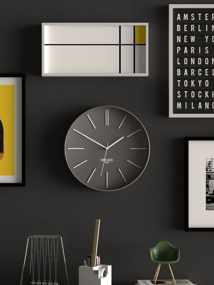 Space Hotel Grey Sci Fi Sid Wall Clock - Image 1 of 4