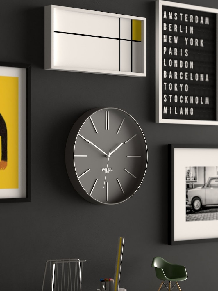 Space Hotel Grey Sci Fi Sid Wall Clock - Image 2 of 4