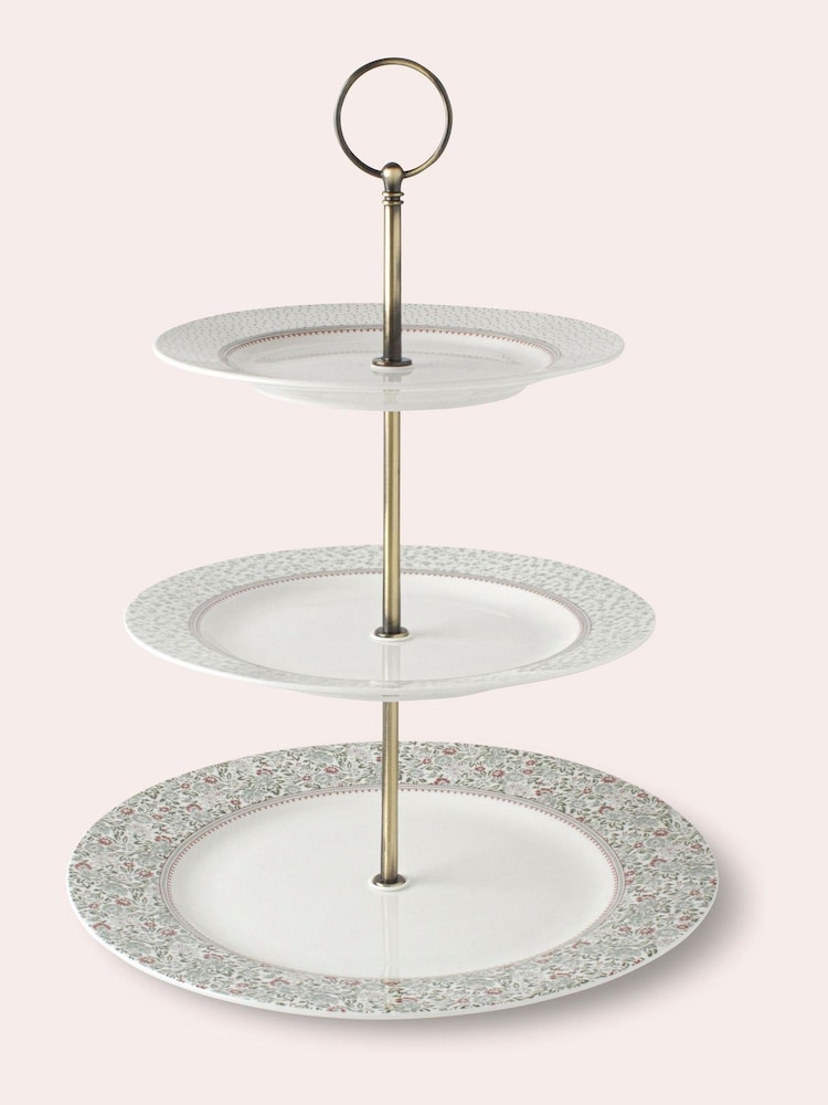 Laura Ashley Green Wild Clematis Collectables 3 Tier Cake Stand - Image 3 of 3