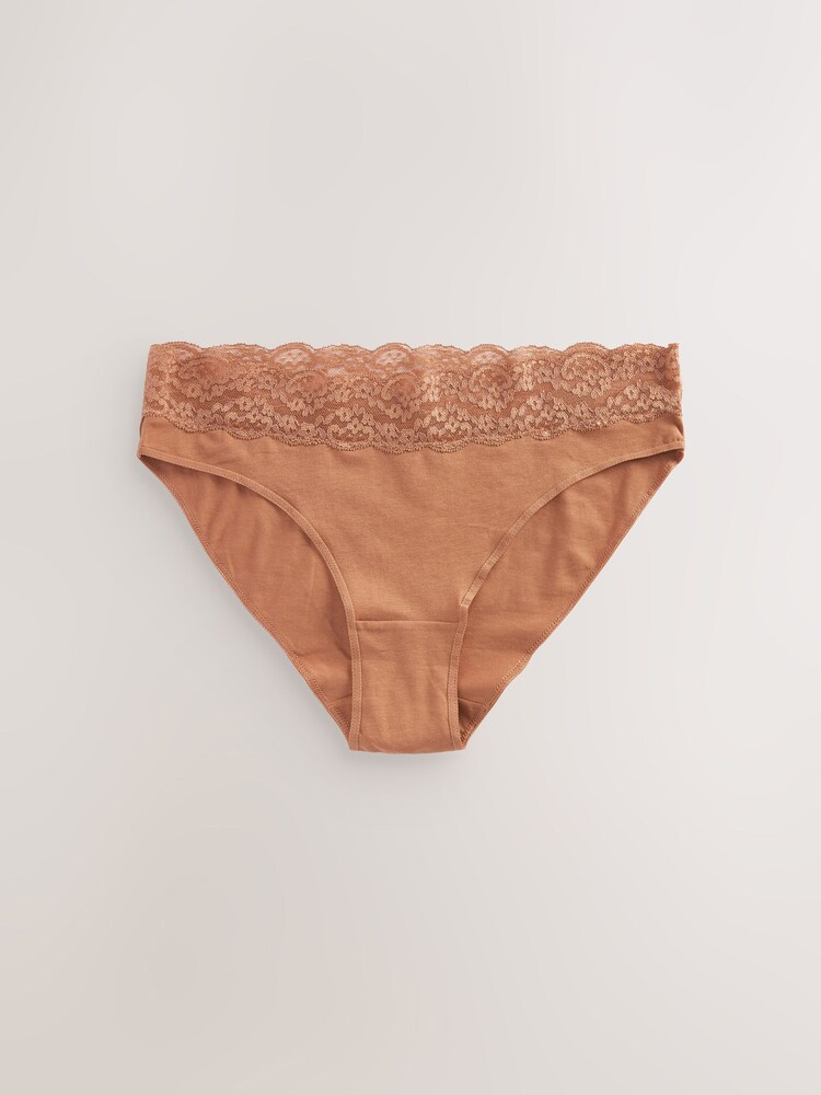 Caramel Nude High Leg Cotton and Lace Knickers 4 Pack - Image 8 of 8 Caramel Nude High Leg Cotton and Lace Knickers 4 Pack - Image 8 of 8