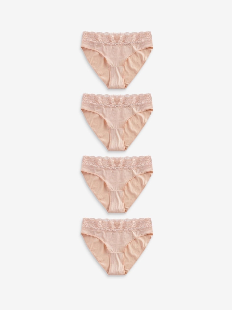 Blush Pink High Leg Lace Knickers 4 Pack - Image 1 of 5