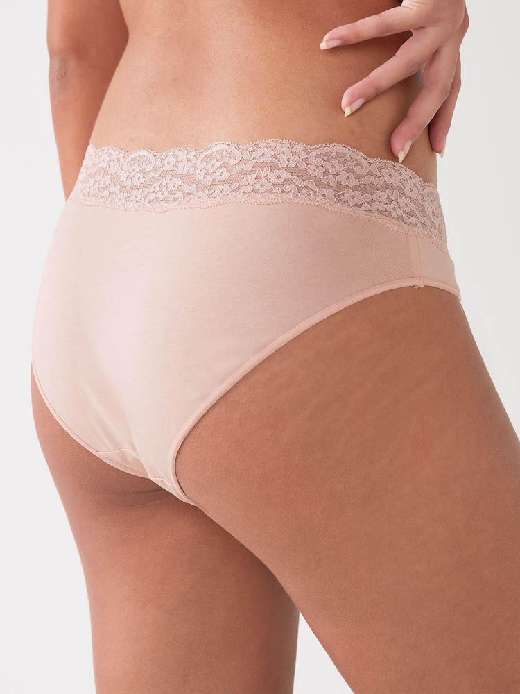 Blush Pink High Leg Lace Knickers 4 Pack - Image 4 of 5