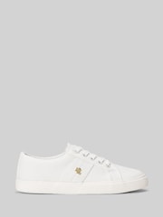 Lauren Ralph Lauren Optic White Janson Canvas Logo Trainers - Image 1 of 4
