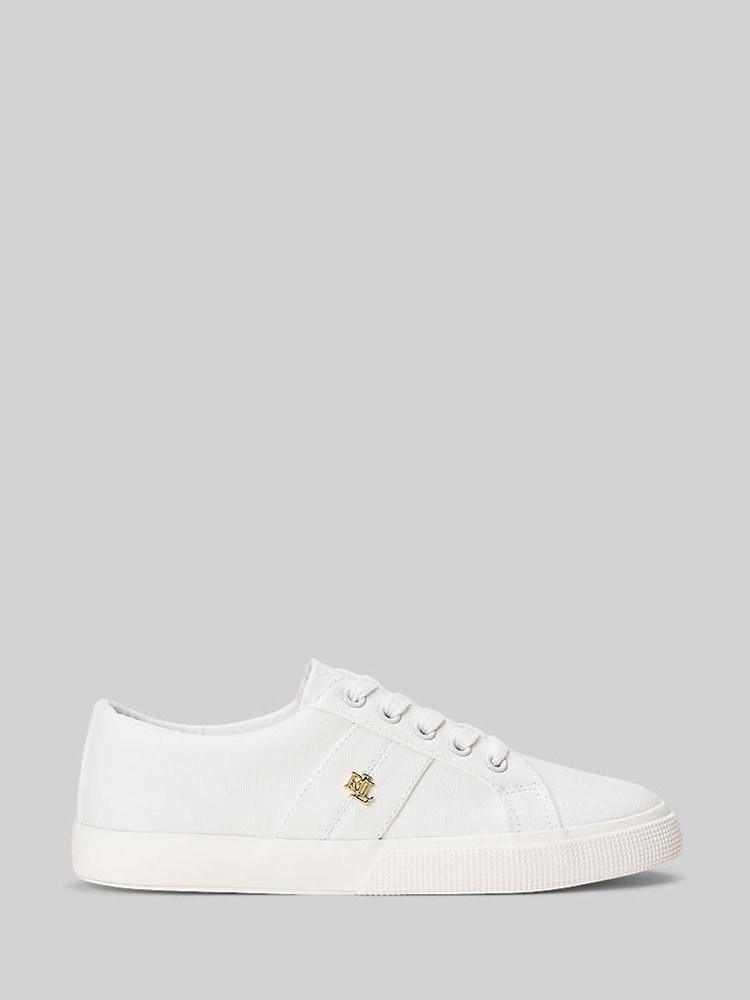 Lauren Ralph Lauren Optic White Janson Canvas Logo Trainers - Image 1 of 4