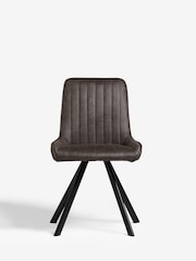 Set of 2 Monza Faux Leather Peppercorn Brown Oakley Black Legs Dining Chairs - Image 3 of 8