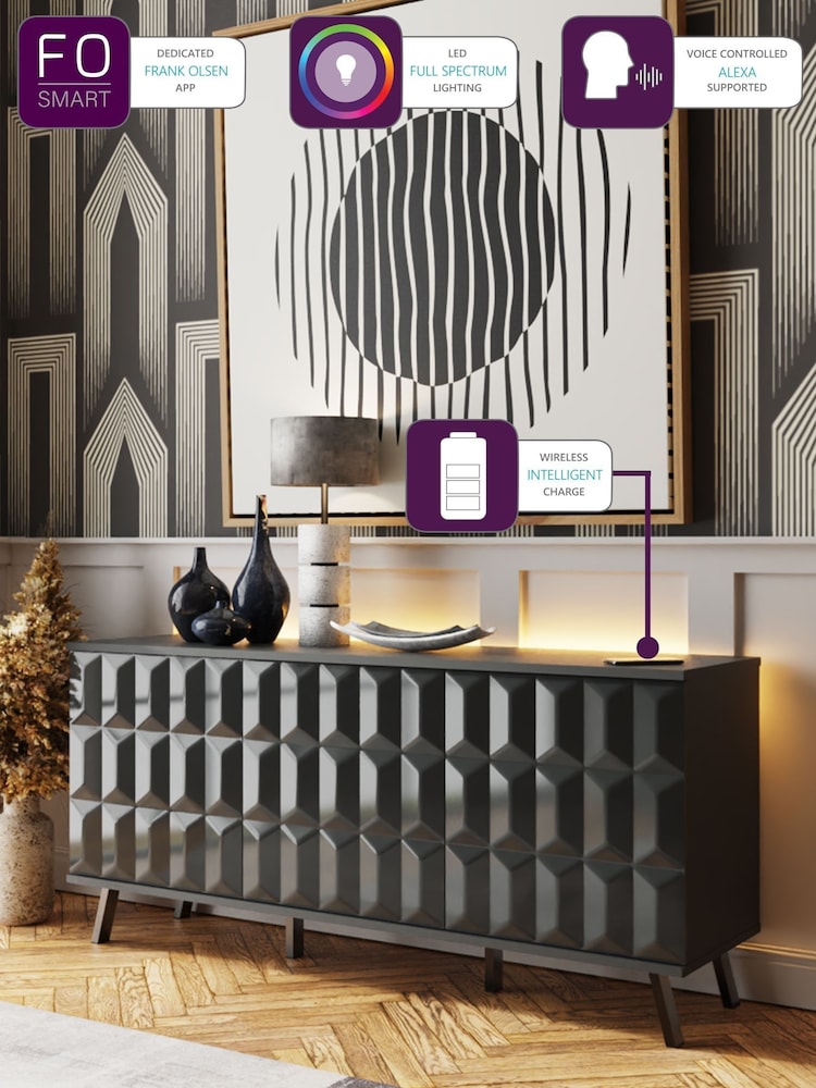 Frank Olsen Grey Elevate Smart LED Sideboard - Image 2 of 5