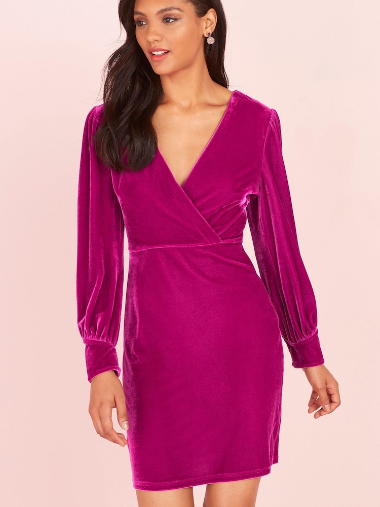 Pink - Next Velvet Langärmeliges Minikleid - Bild 1 von 5 Pink - Next Velvet Langärmeliges Minikleid - Bild 1 von 5