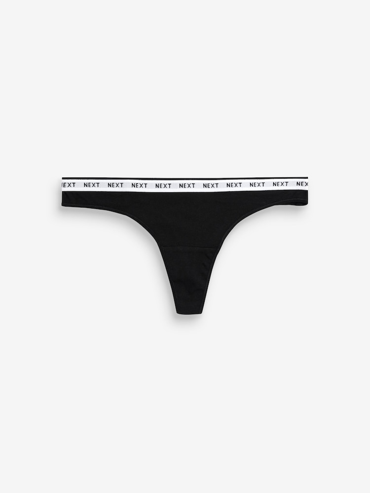 Monochrome Thong Cotton Rich Logo Knickers 7 Pack - Image 1 of 11