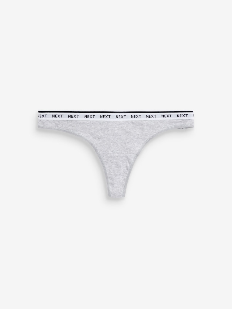 Monochrome Thong Cotton Rich Logo Knickers 7 Pack - Image 2 of 11