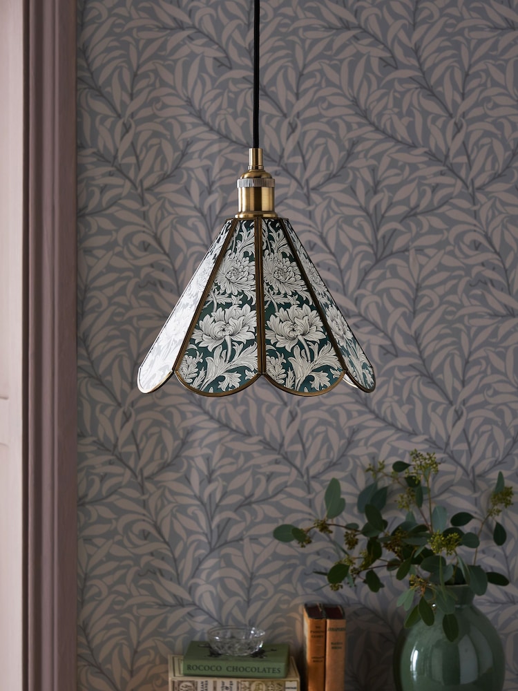 Morris & Co Green Chrysanthemum Glass Pendant Light - Image 2 of 5