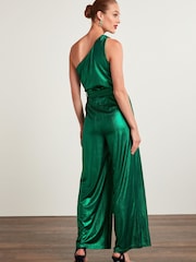 Green Next Tailored Metallic One Shoulder Jumpsuit - Image 2 of 5