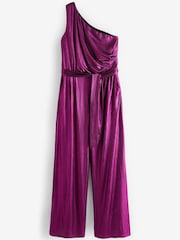 Pink Next Tailored Metallic One Shoulder Jumpsuit - Image 4 of 4