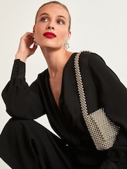 Black Long Sleeve Twist Front Jumpsuit - Image 3 of 5
