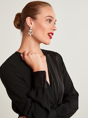 Black Long Sleeve Twist Front Jumpsuit - Image 4 of 5