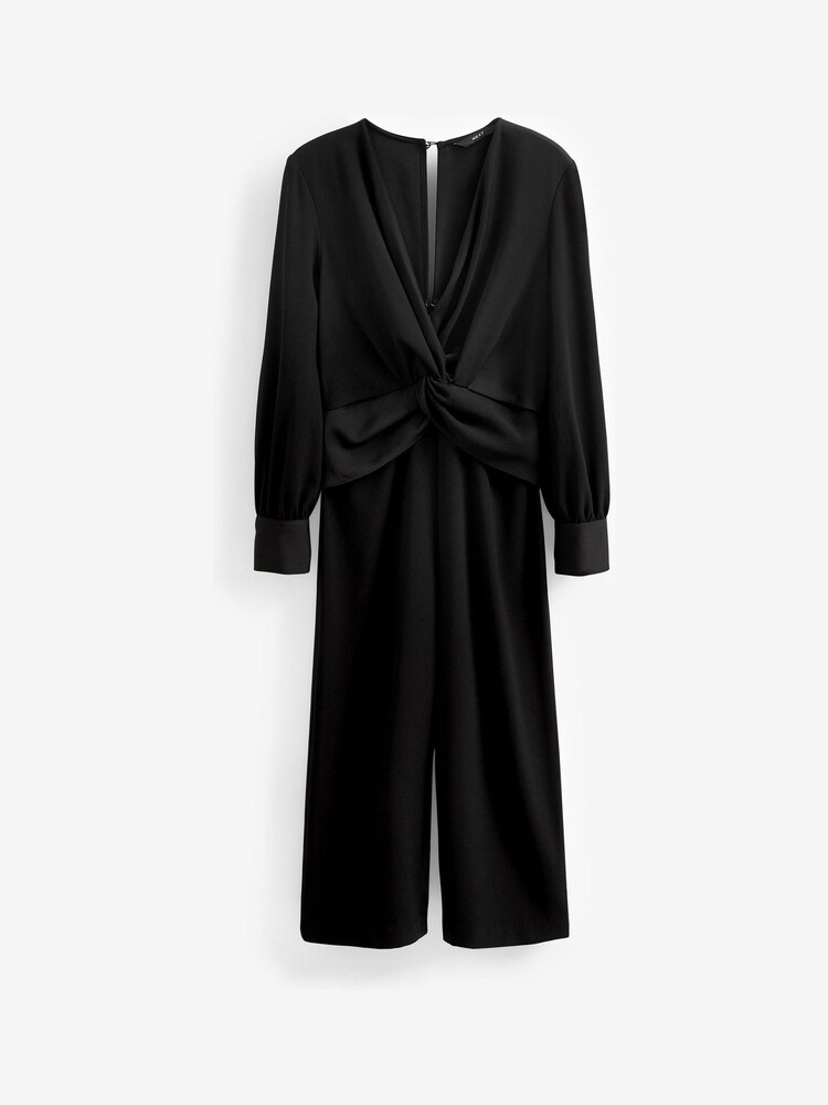 Black Long Sleeve Twist Front Jumpsuit - Image 5 of 5