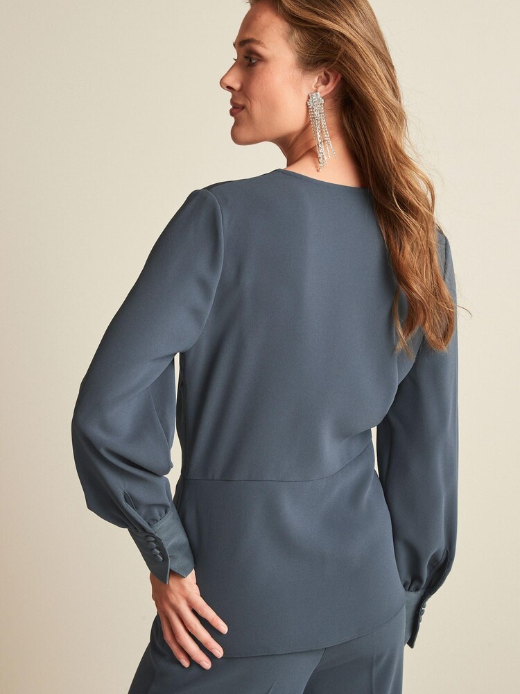 Grey Twist Front Blouse - Image 2 of 5