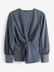 Grey Twist Front Blouse - Image 5 of 5