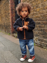 Navy Teddy Borg Fleece Zip Through Jacket (3mths-7yrs) - Image 2 of 7