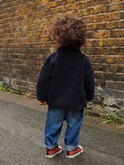 Navy Teddy Borg Fleece Zip Through Jacket (3mths-7yrs) - Image 3 of 7