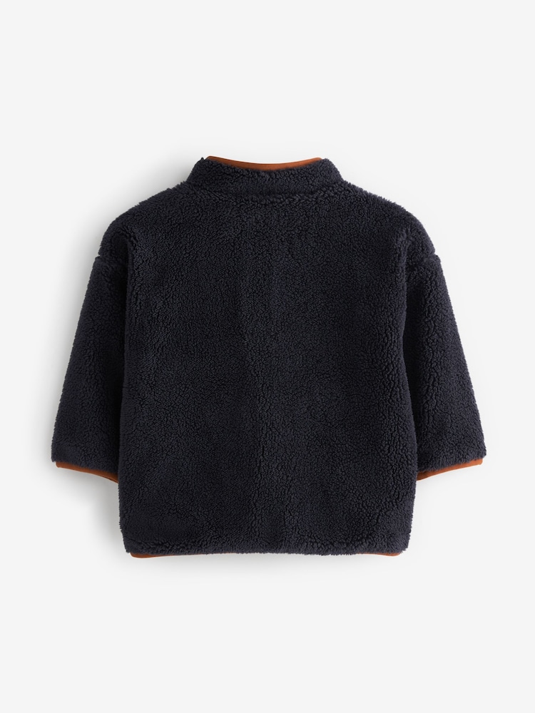 Navy Teddy Borg Fleece Zip Through Jacket (3mths-7yrs) - Image 7 of 7
