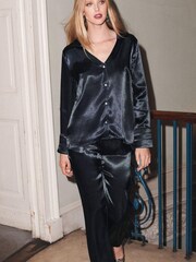 Marineblau/blau - Satin-Hose mit weitem Bein - Bild 1 von 5