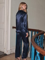 Marineblau/blau - Satin-Hose mit weitem Bein - Bild 3 von 5