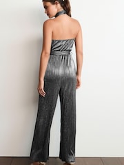 Silver Plissé Halter Jumpsuit - Image 3 of 5