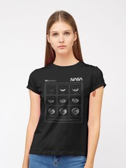 All + Every Black NASA Lunar Eclipse Moon Phases Womens T-Shirt - Image 1 of 3