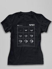 All + Every Black NASA Lunar Eclipse Moon Phases Womens T-Shirt - Image 2 of 3