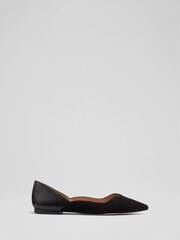 LK Bennett Black Iris Suede And Leather Sweetheart Flats - Image 1 of 4