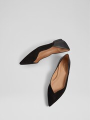 LK Bennett Black Iris Suede And Leather Sweetheart Flats - Image 3 of 4