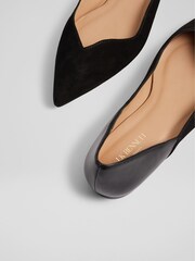 LK Bennett Black Iris Suede And Leather Sweetheart Flats - Image 4 of 4