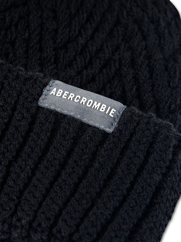 Svart - Abercrombie & Fitch Pom Beanie & Gloves Set - Bild 3 av 3