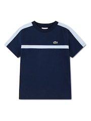 Lacoste Blue Colorblock Stripe T-Shirt - Image 1 of 3