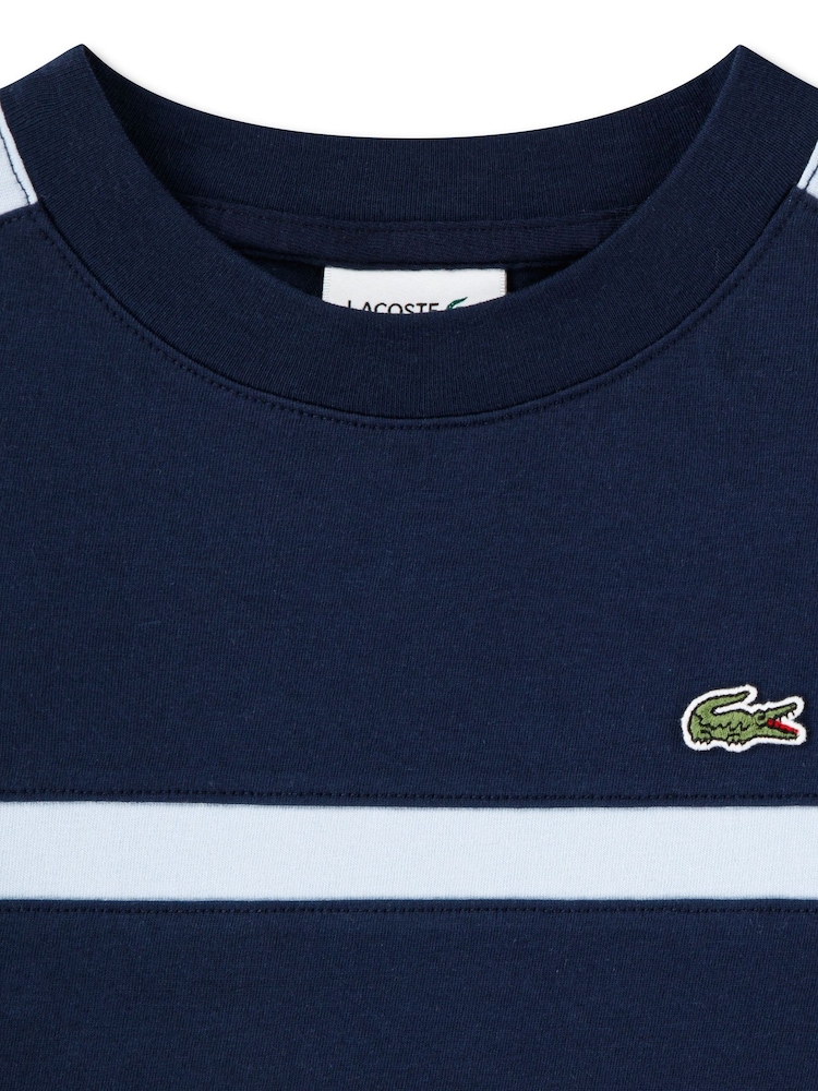 Lacoste Blue Colorblock Stripe T-Shirt - Image 3 of 3 Lacoste Blue Colorblock Stripe T-Shirt - Image 3 of 3