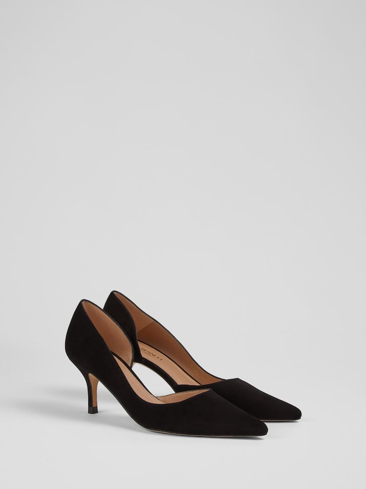LK Bennett Black Suede D'orsay Hazel Courts - Image 2 of 4