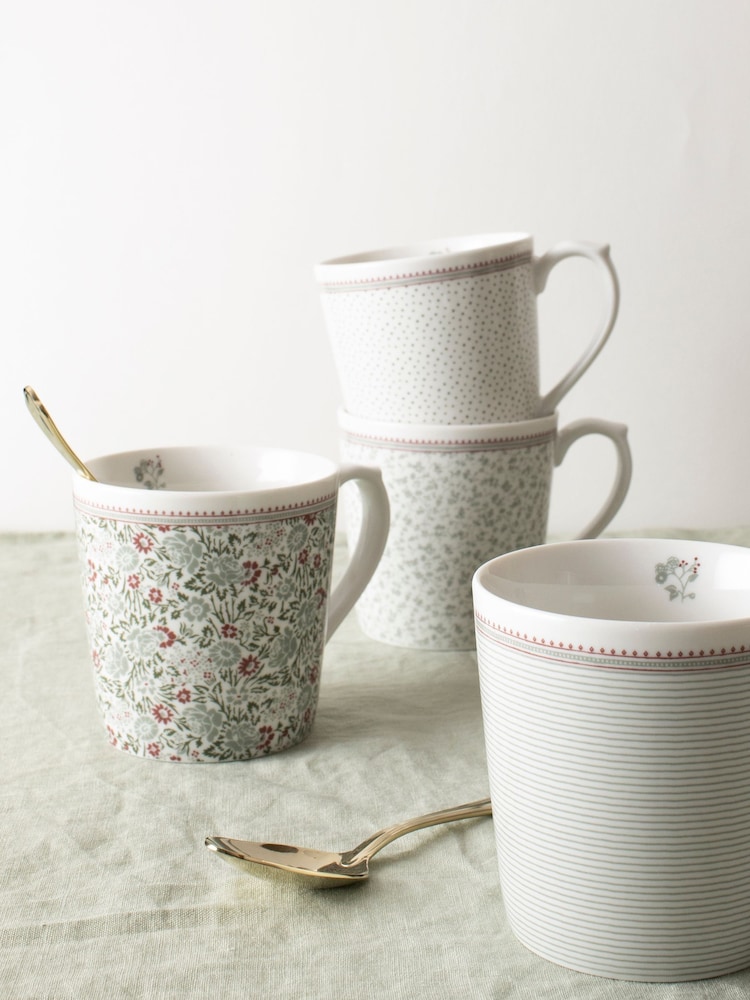 Laura Ashley Green Bone China Set of 4 Mug Sets - Image 1 of 3