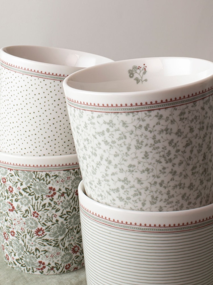 Laura Ashley Green Bone China Set of 4 Mug Sets - Image 2 of 3