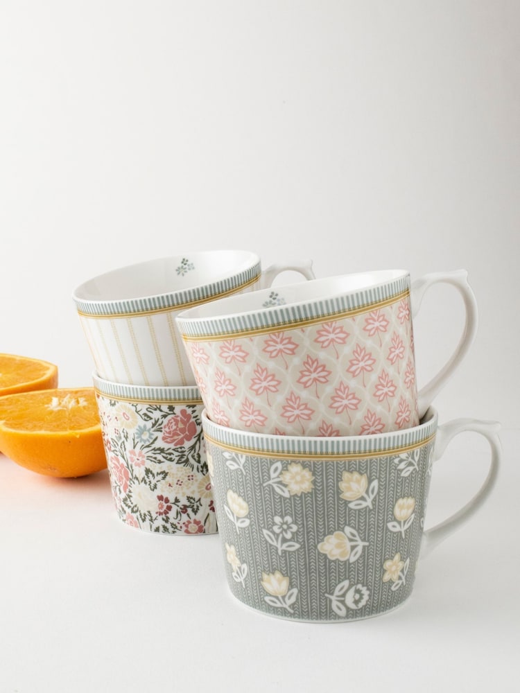 Laura Ashley Yellow Bone China Set of 4 Mug Sets - Image 2 of 3