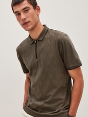 Neutral Brown Textured Polo Shirt - Image 1 of 8