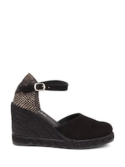 Black Arabella Ladies Leather Wedge Sandals - Image 1 of 5