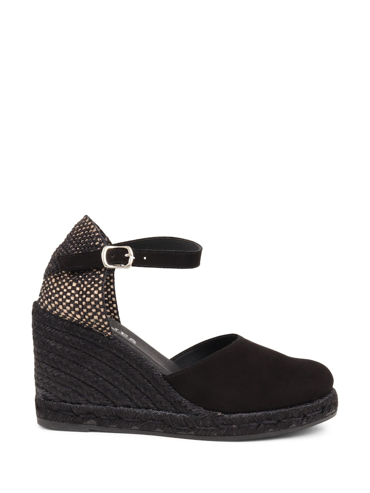 Black Arabella Ladies Leather Wedge Sandals - Image 1 of 5