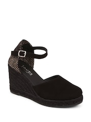 Black Arabella Ladies Leather Wedge Sandals - Image 2 of 5