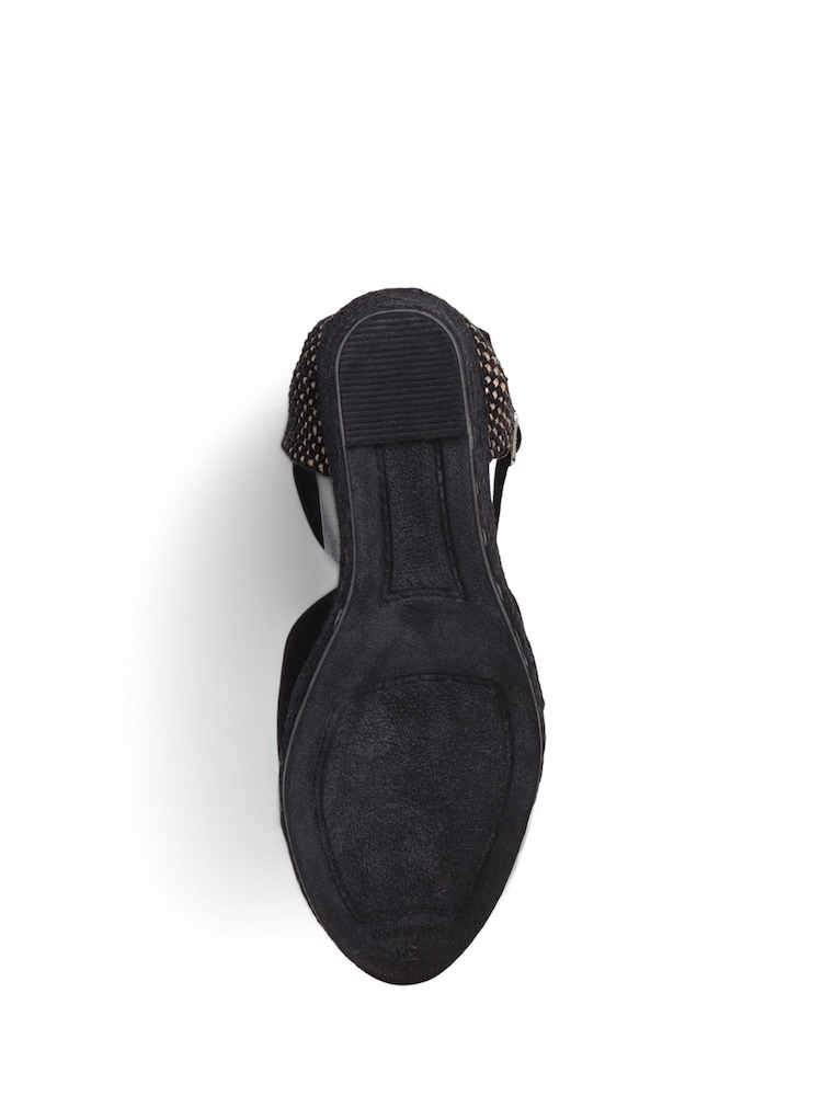 Black Arabella Ladies Leather Wedge Sandals - Image 5 of 5
