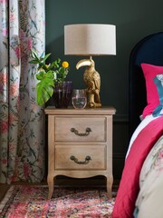 Natural Madeline Mango Wood 2 Drawer Bedside Table - Image 1 of 9