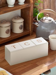 Cream Bamboo Tea, Coffee & Sugar Storage Box - Image 1 of 3