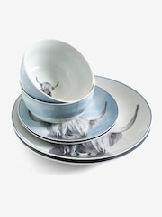 Teal Blue Hamish The Highland Cow 12 Piece Dinner Set - Image 3 of 4