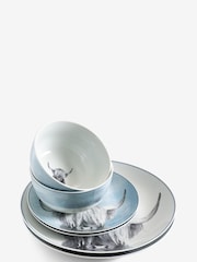 Teal Blue Hamish The Highland Cow 12 Piece Dinner Set - Image 4 of 4
