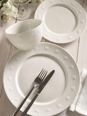 White Embossed Heart 12 Piece Dinner Set - Image 1 of 4